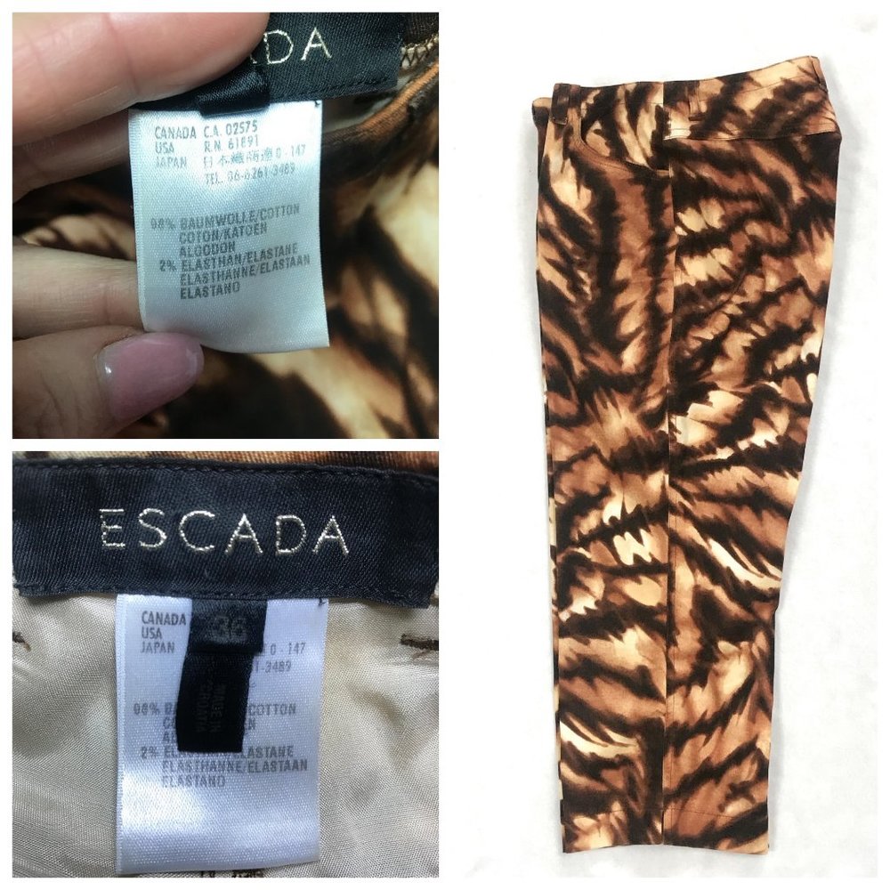 Escada Vintage Animal Print Cropped Denim Pants - Picture 3 of 8